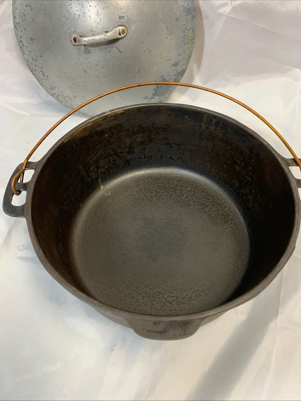 VTG WAGNER WARE SIDNEY O 1268 C CAST IRON DUTCH OVEN + LID BAIL HANDLE 1924 - 35